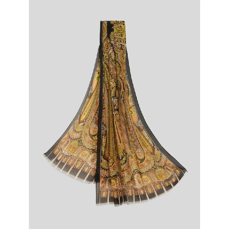 FRINGED PAISLEY SILK SCARF