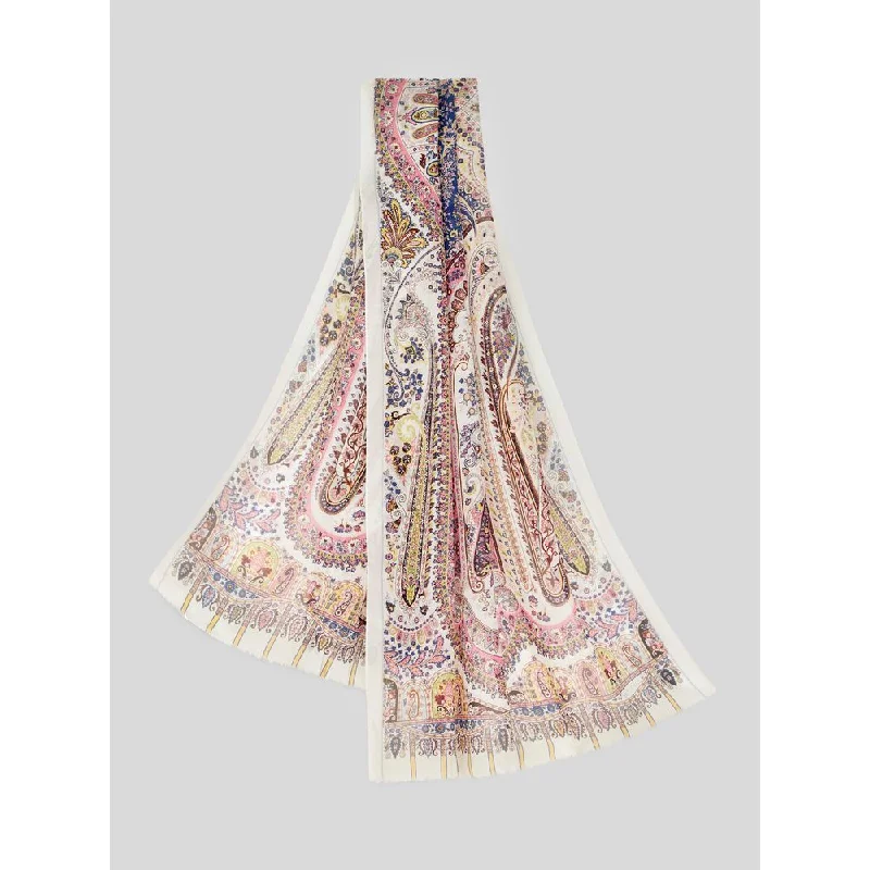 FRINGED PAISLEY SILK SCARF