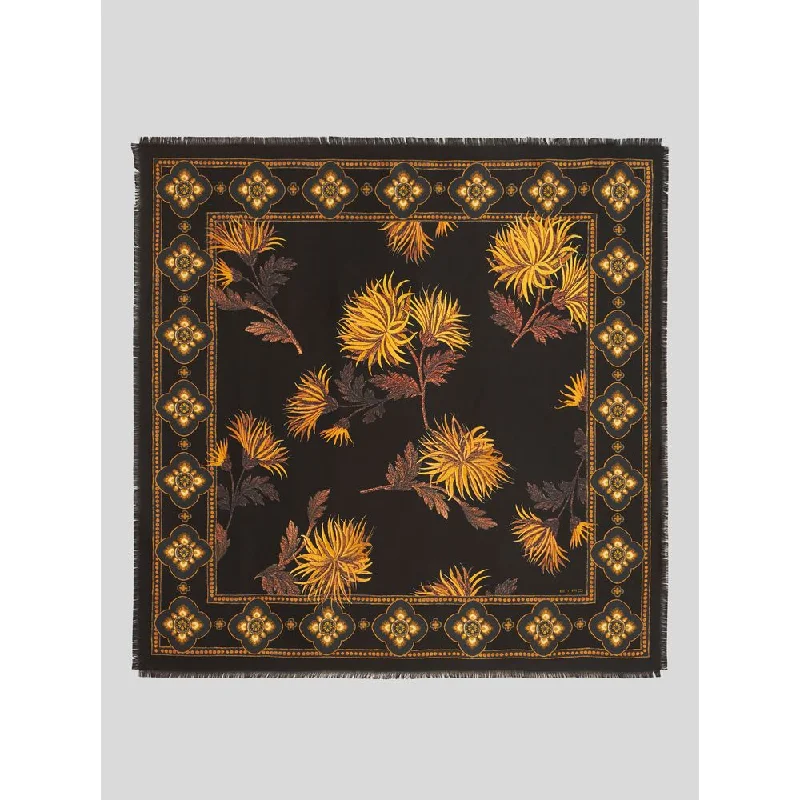 SILK SCARF WITH DAHLIAS