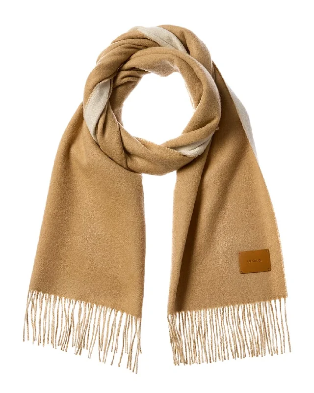 Vince Double Face Two-Tone Wide Wool & Cashmere-Blend Scarf