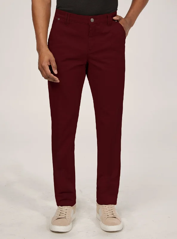 Burgundy Stretch Twill Pants