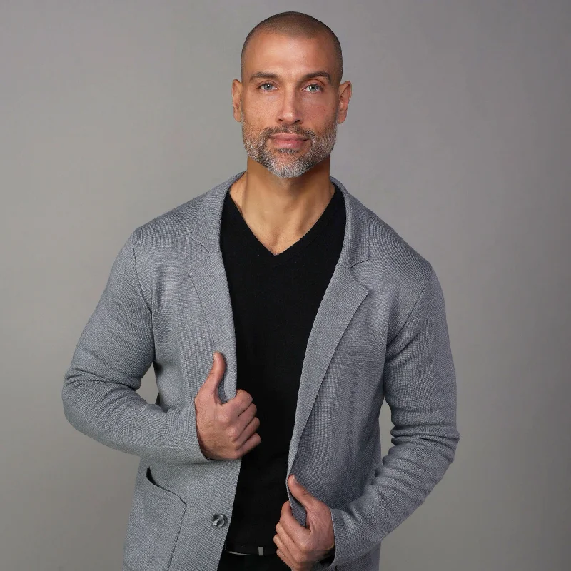 The Milano Deconstructed Knit Swazer - Grey Merino Blend Sweater Blazer