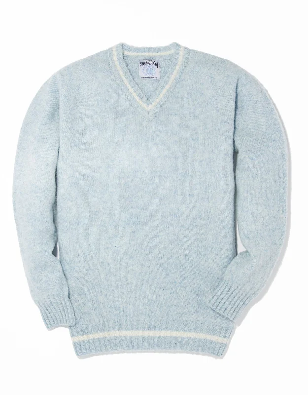 SHAGGY DOG V-NECK SWEATER LIGHT BLUE - TRIM FIT