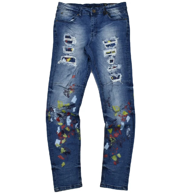 8IGTHT DSTRKT MOTO PAINT JEANS -DF0726