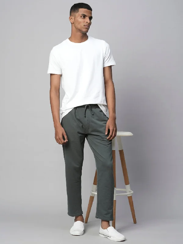 Men's Olive Cotton Regular Fit Pant