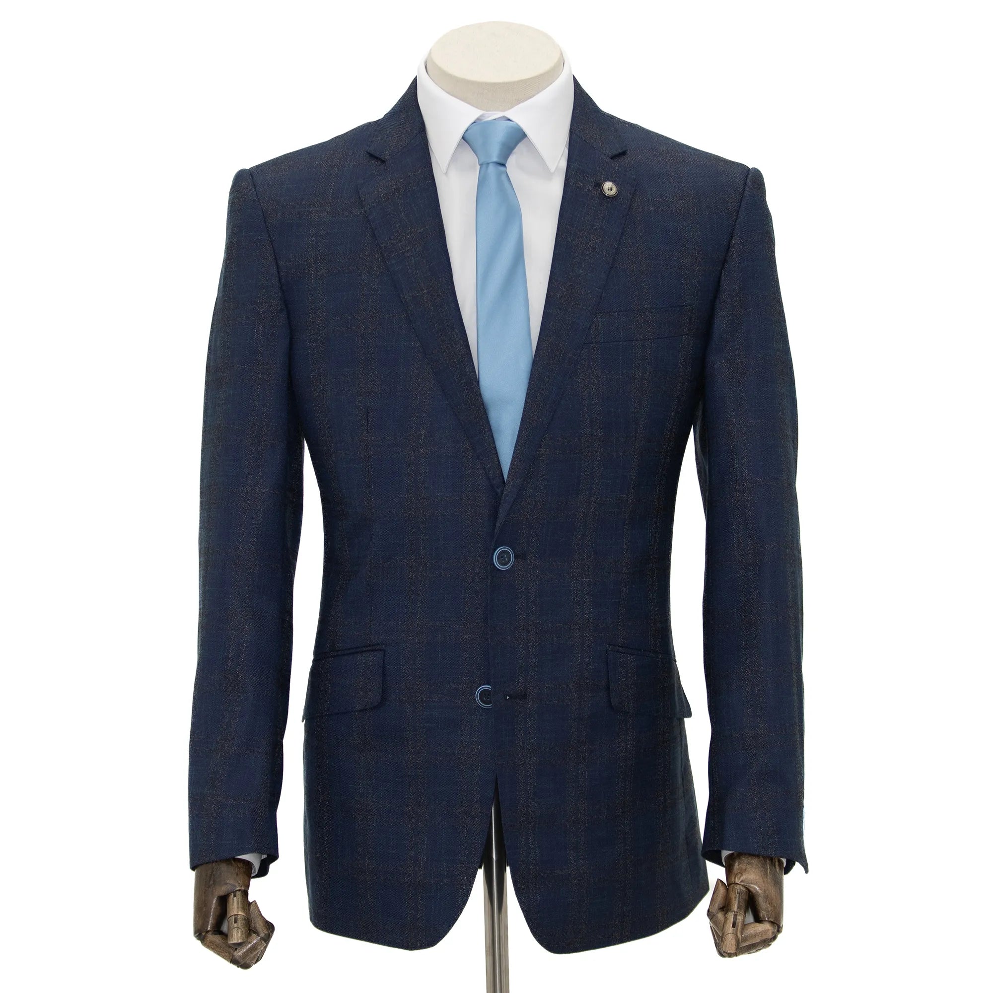 Blue Plaid 2-Piece Tailored-Fit Suit