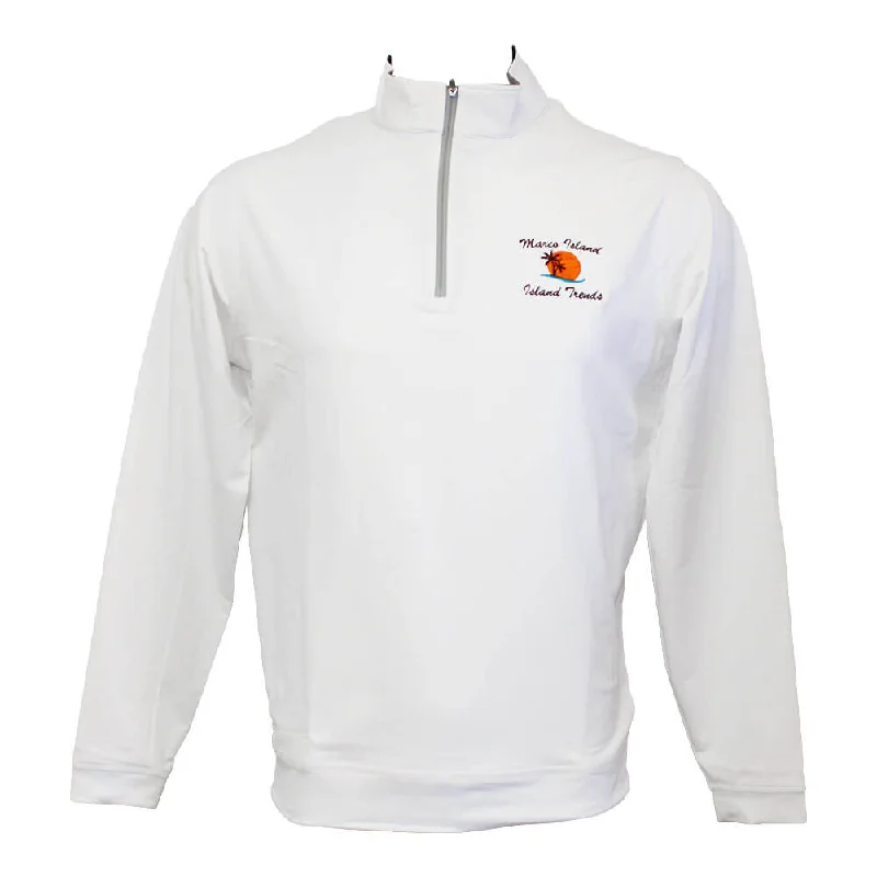 Peter Millar Marco Island Sunshine Perth Performance 1/4 Zip Pullover Sweater - White