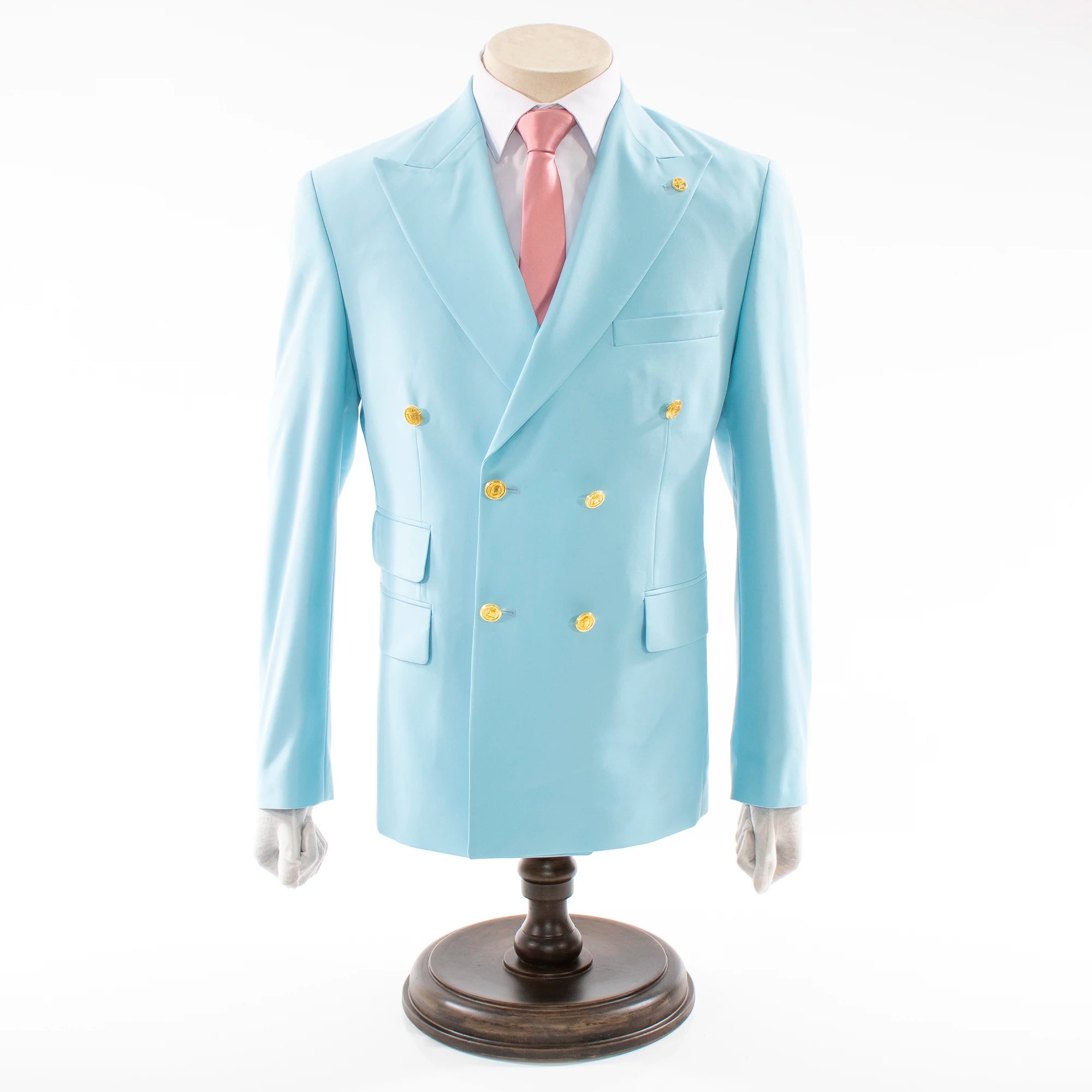 Baby Blue Double-Breasted 2-Piece Slim-Fit Suit