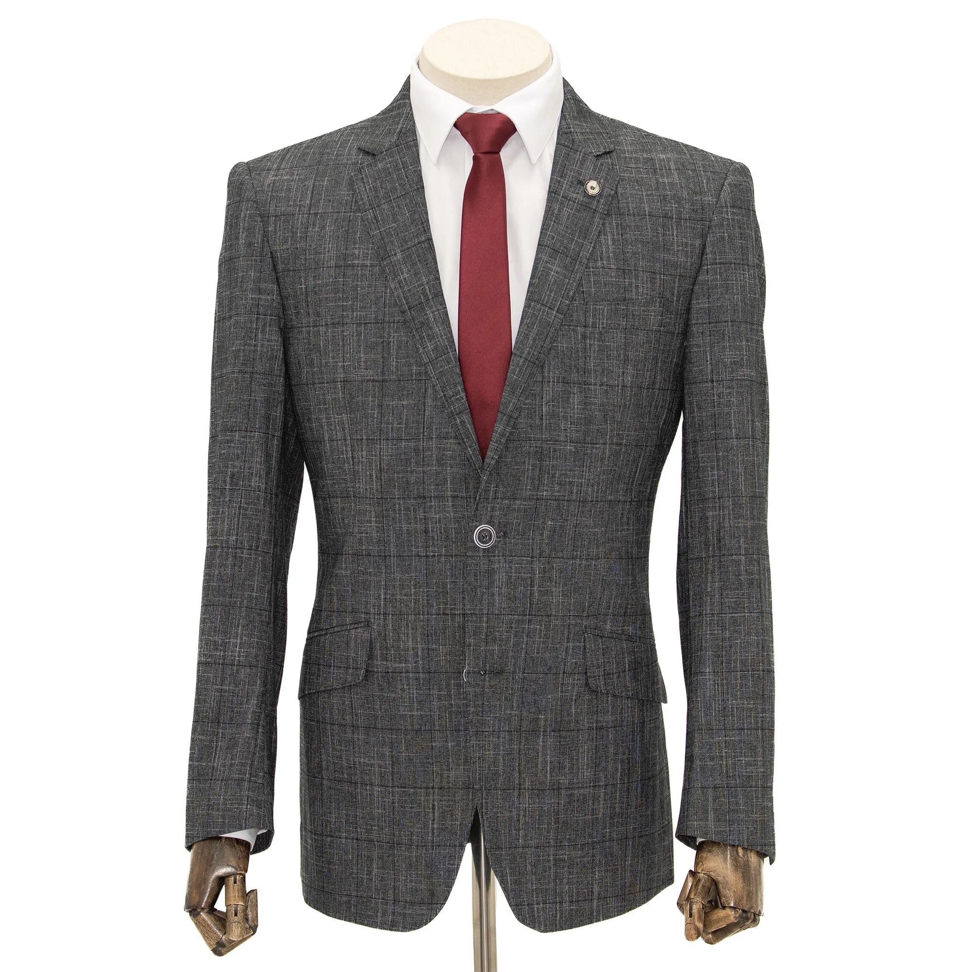 Black Dupplin-Check 2-Piece Tailored-Fit Suit