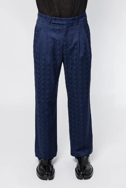 Marine Serre Moon Diamond Jacquard Tailoring Wide Pleated Trousers