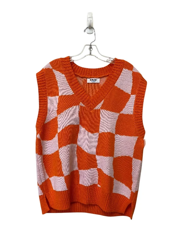 Vest Sweater By Double Zero In Orange & Pink, Size: M