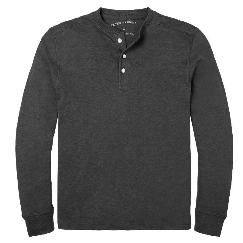 Henley Shirt Long Sleeve - Black