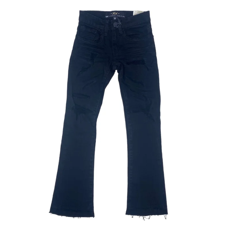 Kids Jordan Craig Martin Flare Stacked Denim (Black) JTF955RK