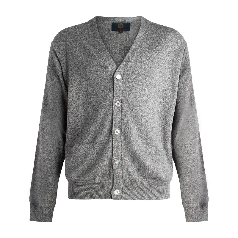 Extra Fine 'Zegna Baruffa' Merino Wool Button Front Cardigan Sweater in Mouliné Heather by Viyella