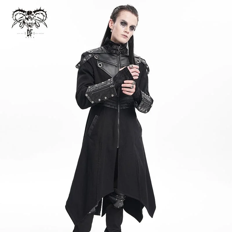 Men's Gothic Eyelets Buckle-up Ring Coat