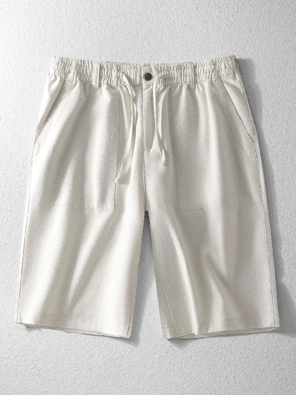 Linen Cotton Blend Drawstring Shorts