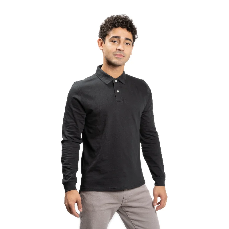 Long Sleeve Polo - Black