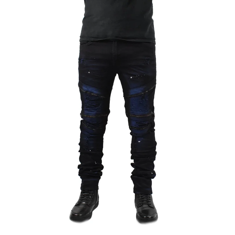 Men Biker Zipper Jeans