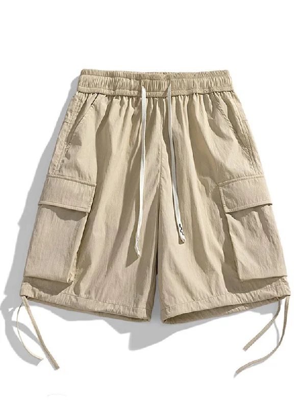 Drawstring Hem Cargo Shorts