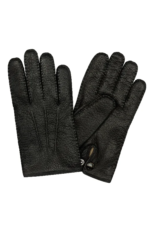 Black Hand Sewn Peccary Leather Gloves