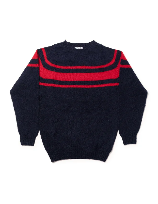 SHAGGY DOG SWEATER NAVY CHEST STRIPE - TRIM FIT