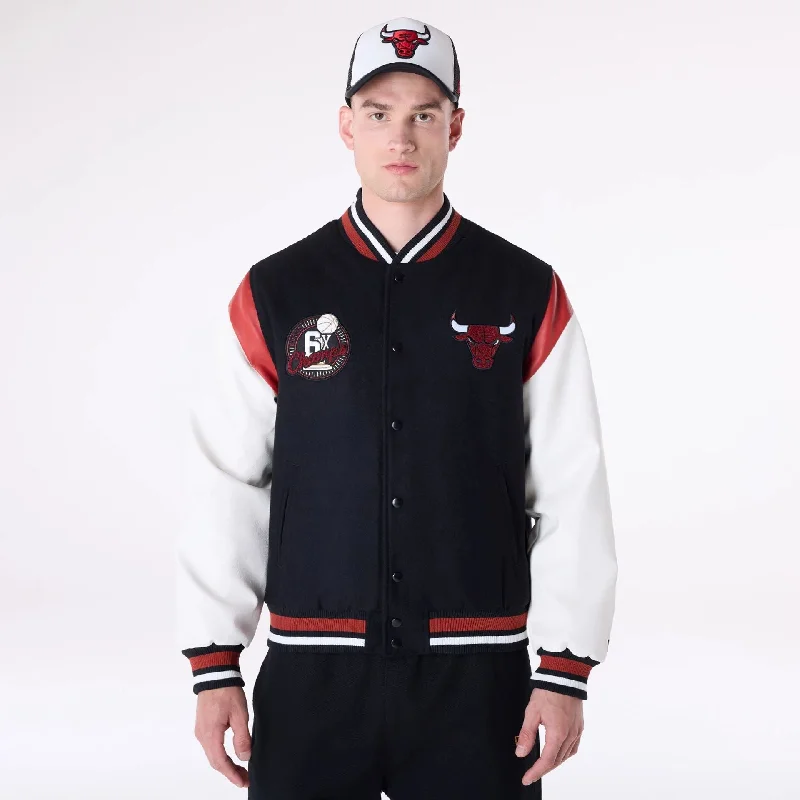 Chicago Bulls NBA Floral Black Varsity Jacket