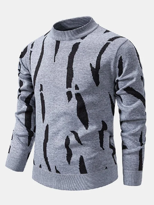 Abstract Print Mock Neck Sweater