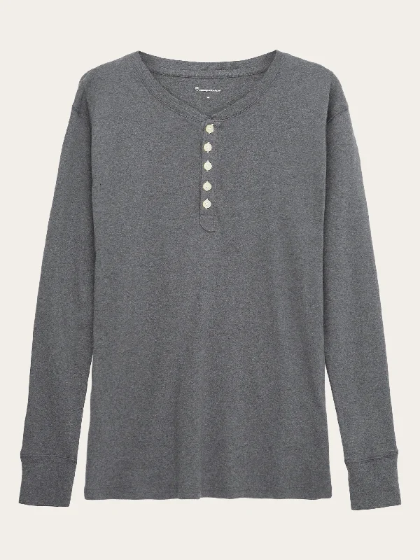 CEDAR LS Henley - Dark Grey Melange