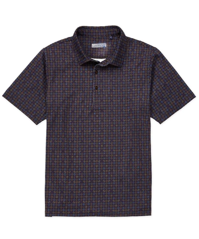 Westport Lifestyle Short Sleeve 'Shamrock Plum' Printed Performance Polo Knit Shirt