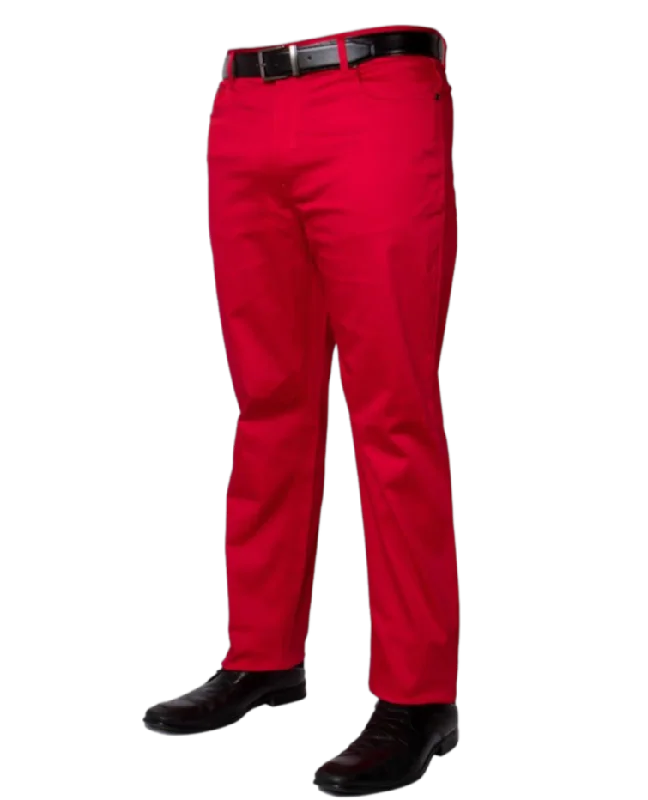 Red Men's Jeans Classic Fit Stretch Material By Prestige