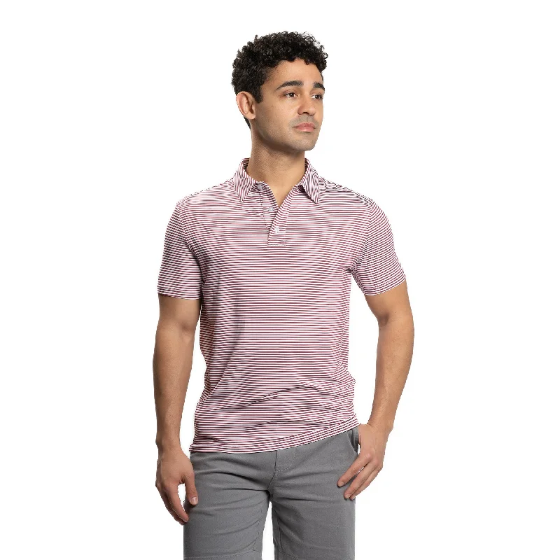 Tech Polos - Burgundy Stripe