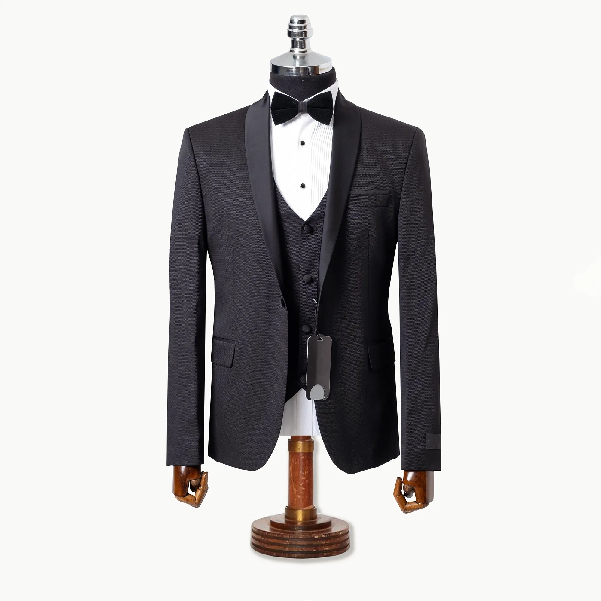 Black Birdseye 3-Piece Tailored-Fit Tuxedo