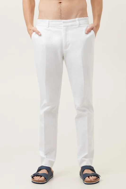 Clyde White Cotton Bi-Stretch Slim Trousers