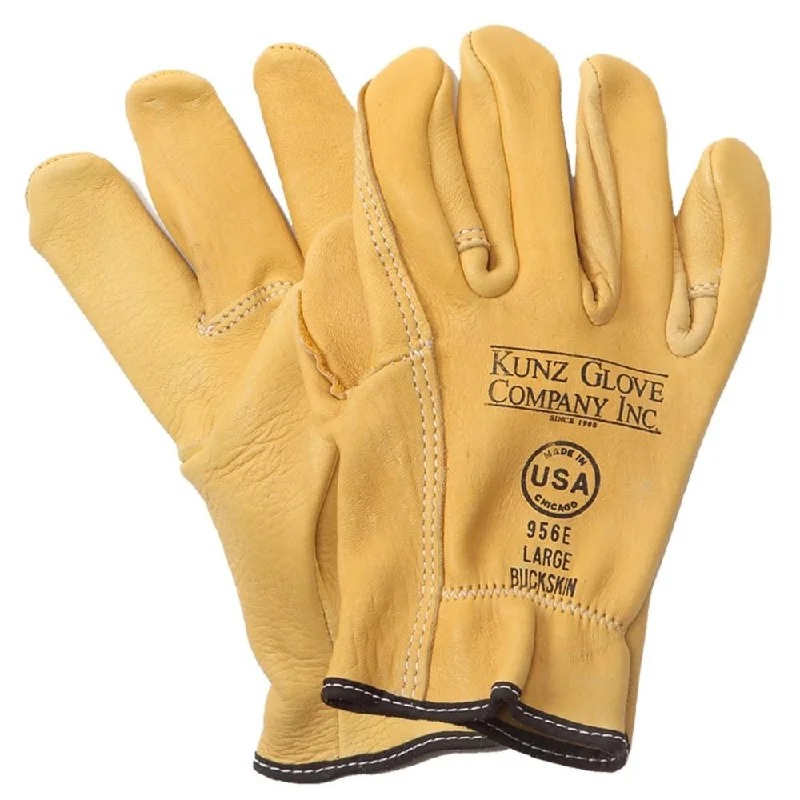 12 Pairs Kunz Buckskin Leather Drivers Glove - Shirred, Arc/Puncture/Cut