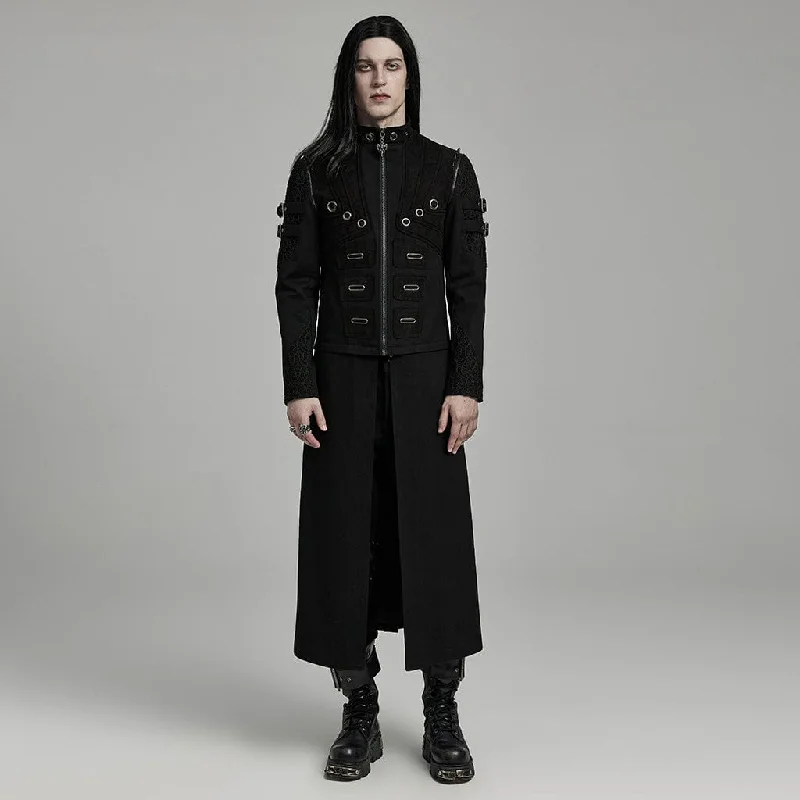 Men's Punk Detached Multi-Purpose Studded Coat