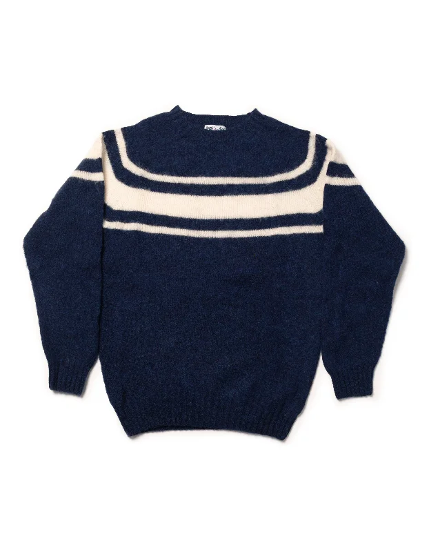 SHAGGY DOG SWEATER BLUE CHEST STRIPE - TRIM FIT