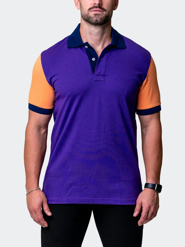 Maceoo Stretch Short-Sleeve Polos | Polo Mozart Block Tip Purple