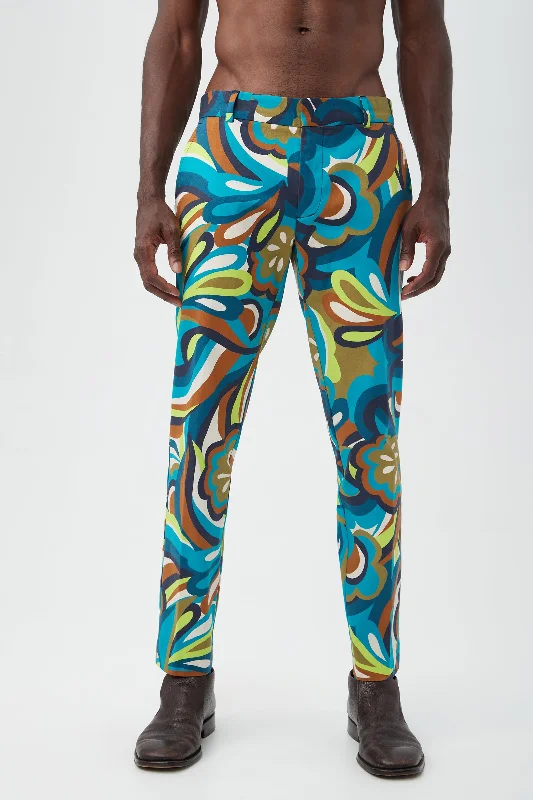 Clyde Fonda Floral Herringbone Slim Trousers