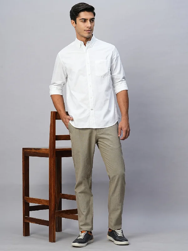 Men's Khaki Cotton Slim Fit Pant