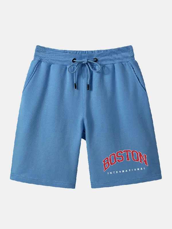 Boston Print Mid Length Shorts