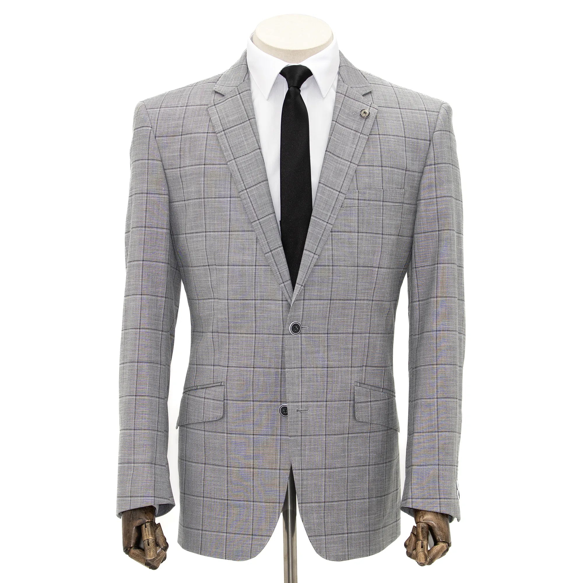 Gray Windowpane Plaid 2-Piece Tailored-Fit Suit