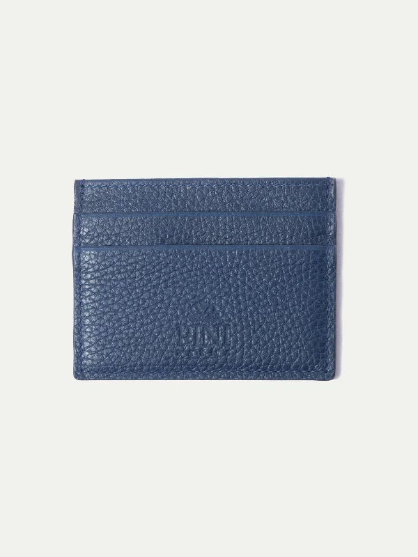 Blue leather card holder - Made in Italy