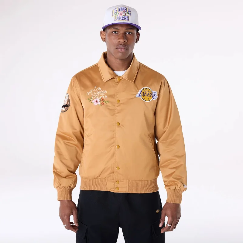 LA Lakers NBA Floral Dark Beige Jacket