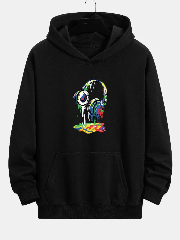 Dissolving Headphones Print Relax Fit Hoodie