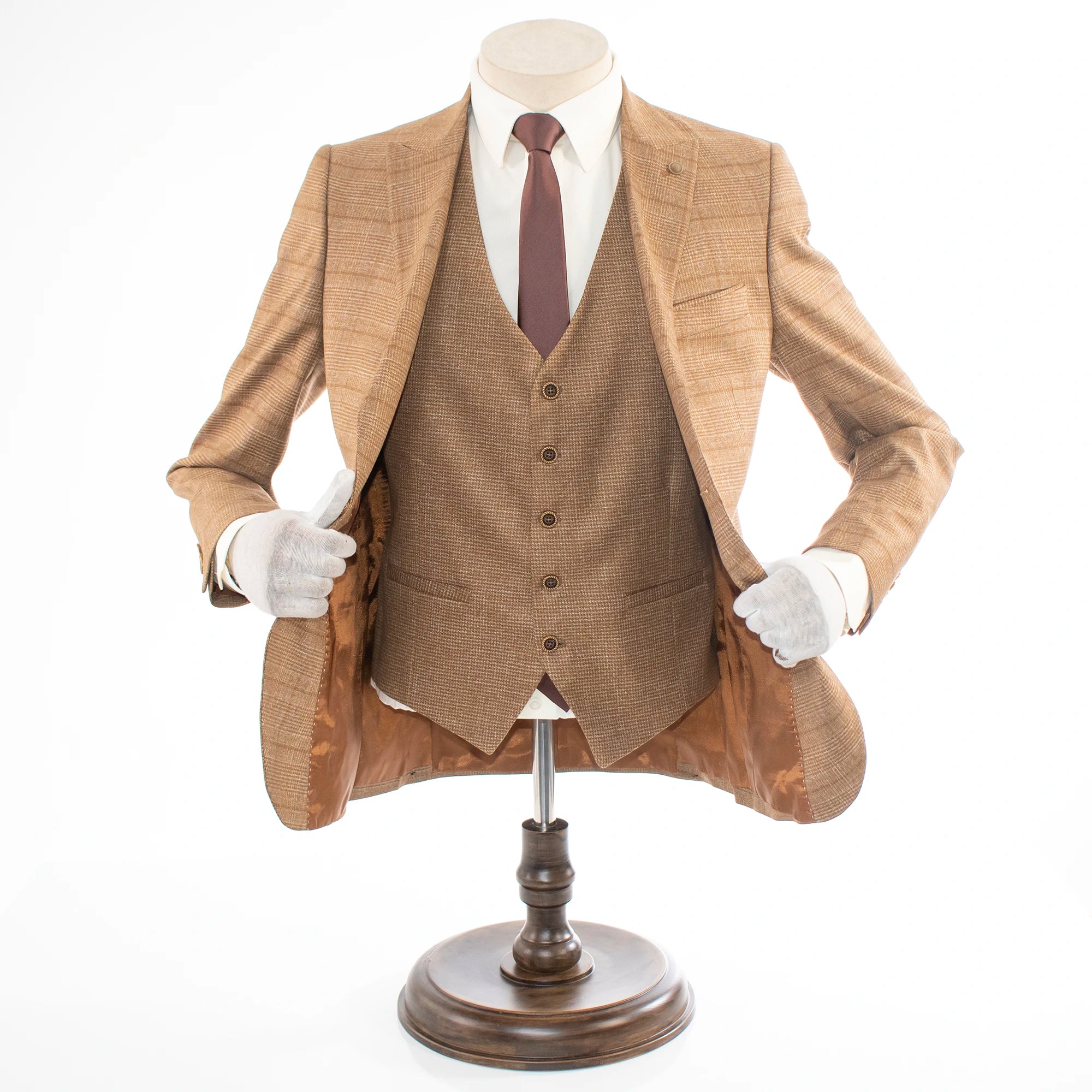 Brown Glen Check 3-Piece Tailored-Fit Suit