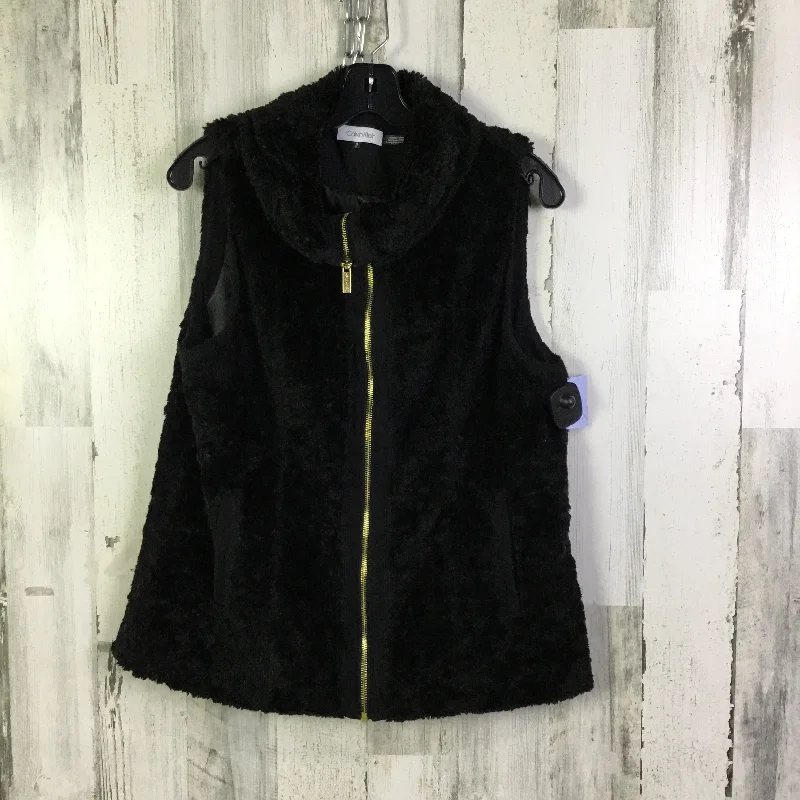 Vest Faux Fur & Sherpa By Calvin Klein In Black, Size: M