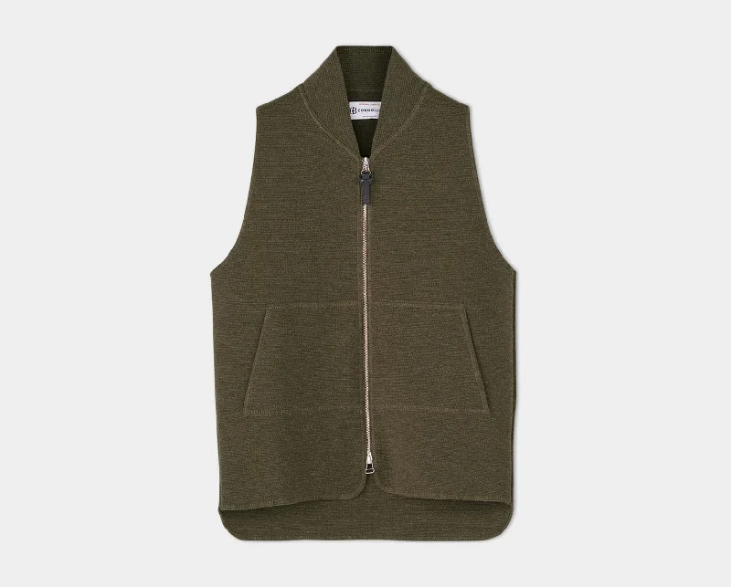 Khaki Wool Drop Back Car Vest