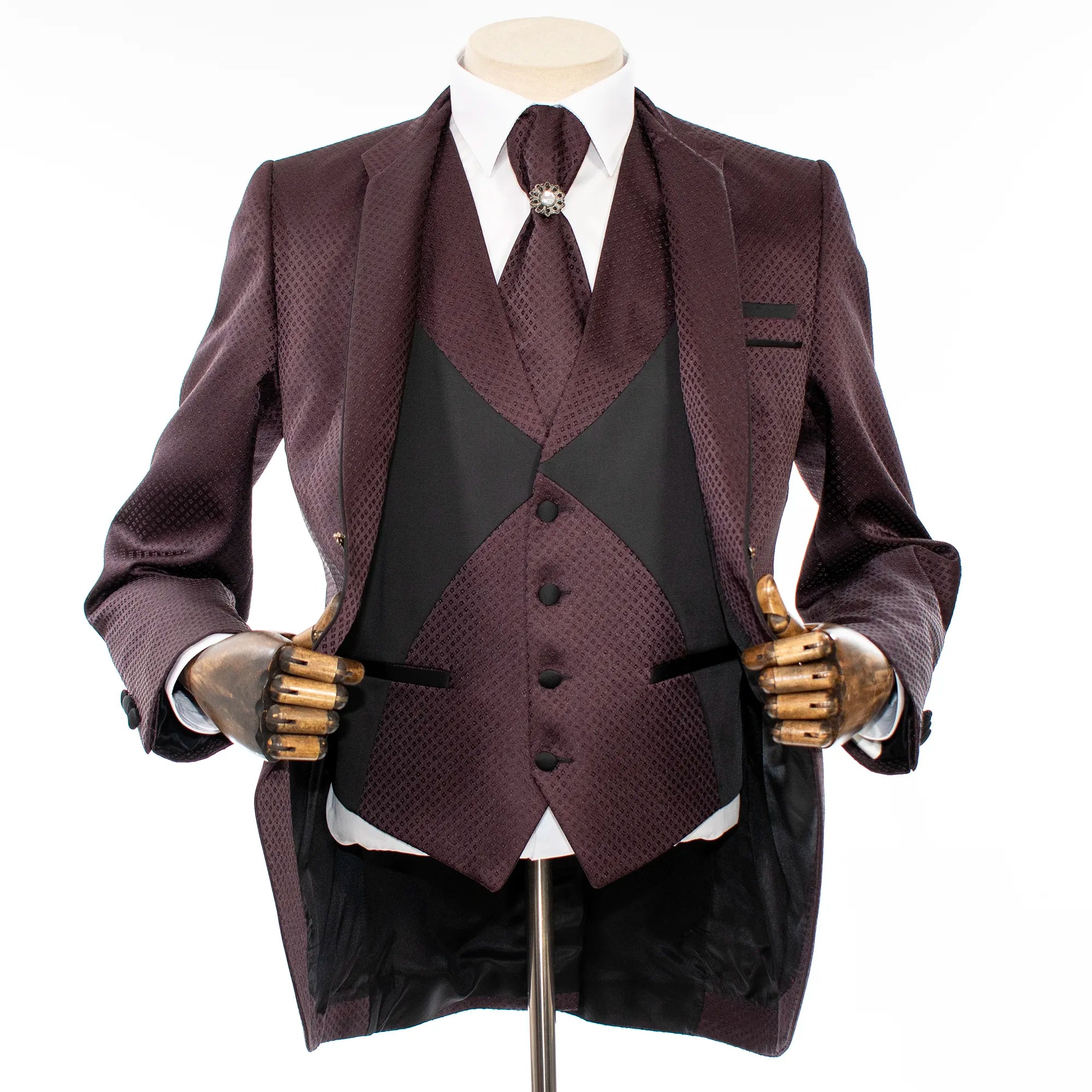 Burgundy 3-Piece Tailored-Fit Western Suit