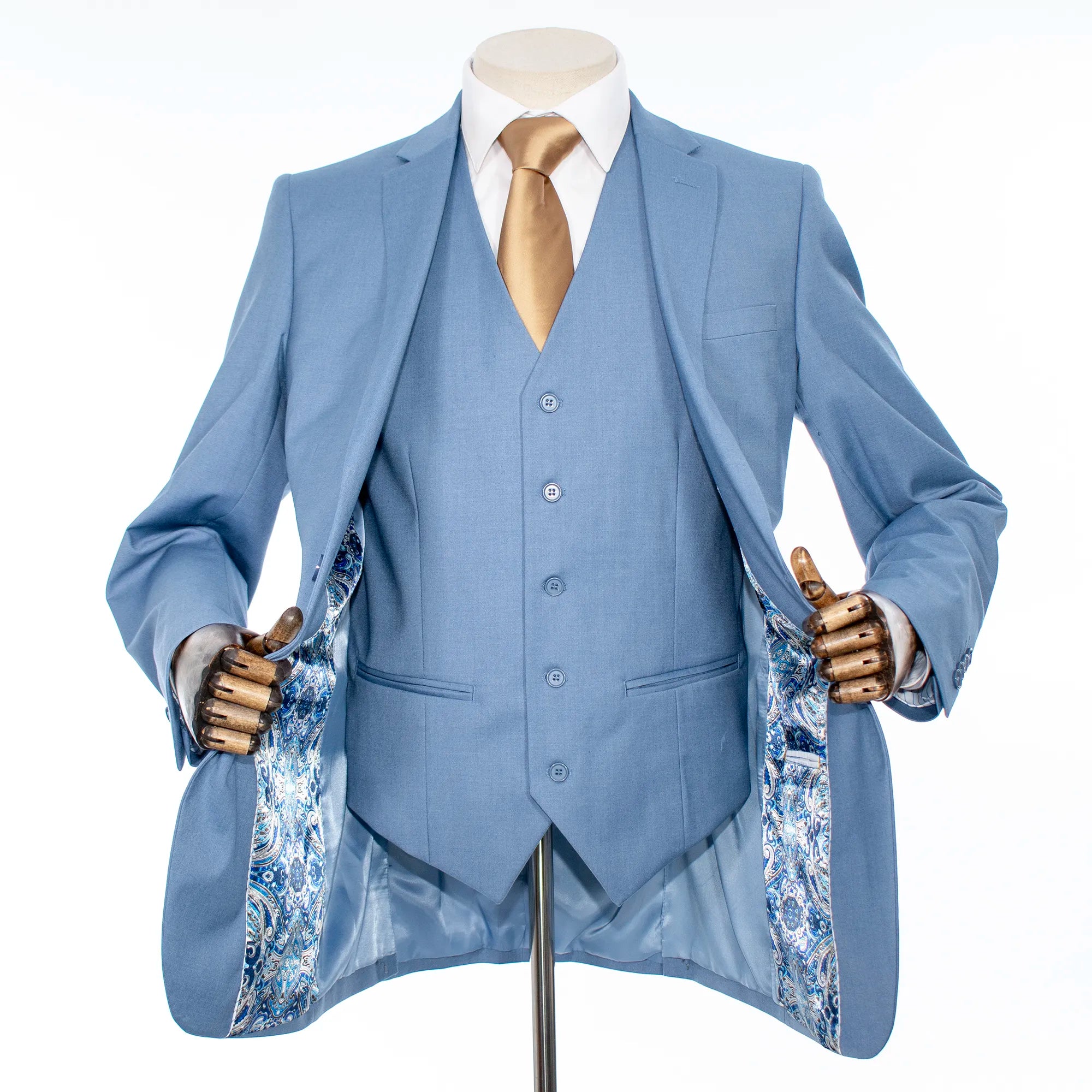 Ocean Blue Stretch 3-Piece Slim-Fit Suit