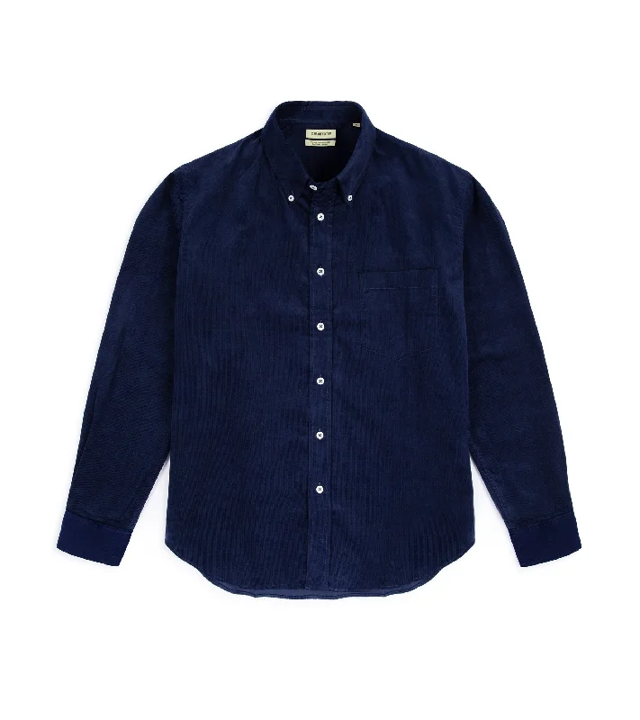 De Bonne Facture Needlecord Button Down Shirt: Navy